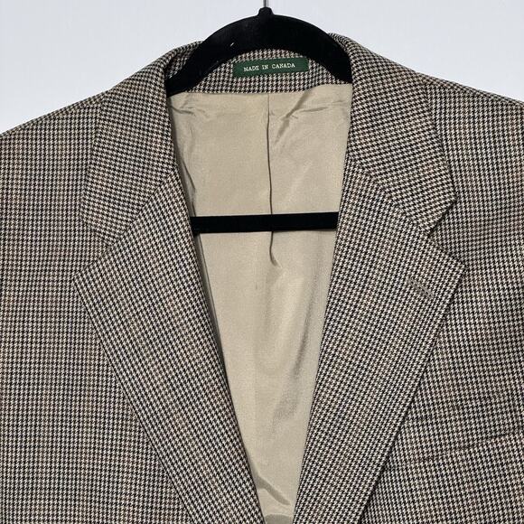 Vintage Lauren Ralph Lauren Blazer 44R Wool Houndstooth Windowpane Sport Coat - Picture 4 of 16